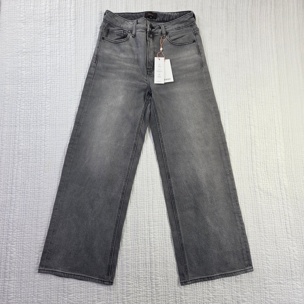 Quince Bella Stretch Relaxed Straight Jeans Stonewashed Grey 28 NWT High Rise